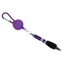 Purple Retractable Badge Reel Pen Belt Clip & Carabiner