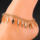 Anklets Feet Decorated Chain Links With Small Leaves Tassels, Adjustable I6C4