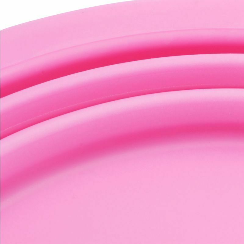 Pet Dog Folding Dish Bowl Travel Portable Water Feeding Feeder buckle Pink
