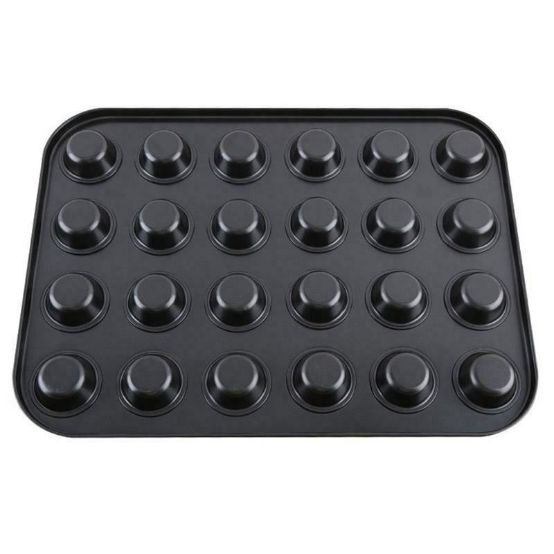 Mini Muffin Pan 24 Cup Nonstick Carbon Steel Cupcake Pan Baking Tray Black S7E5