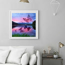 5D DIY Full Round Drill Diamond Painting Butterfly Lake Embroidery Craft