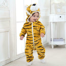 Tiger Shaped Flannel Rompers Baby Kids Long Sleeve Hoodies Jumpsuit (6-12M) A