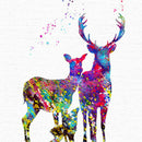 Unframed Modern Art Canvas Oil Painting Nordic Elk Family Print Wall Decor L
