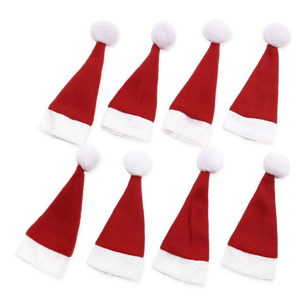 8 x Case Cover Santa Hat 15.5x6cm Cutlery Holder for Christmas I6J9