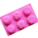 6-Cavity Flower Shaped Silicone DIY Handmade Soap Cake Craft Mould Newest Useful