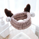 Cute Soft Carol Fleece Women Antler Headband Deer Horn Makeup Shower Head W