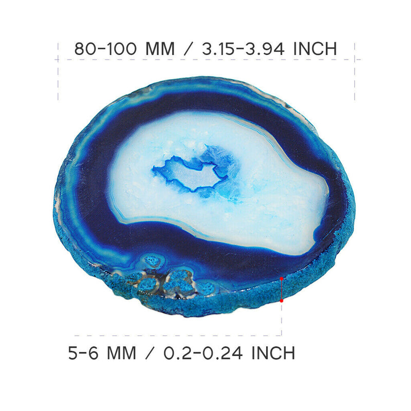 1 Piece 5-6 Mm Inch Agate Quartz Crystal Slices Coaster Home Ornament Navy Blue