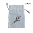 2x Small White Drawstring Gift Bag Cotton Cloth Jewelry Pouch Wedding Embroidery