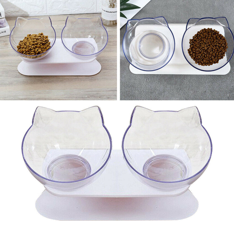 Cat Elevated Bowls Raised Feeder For Small Animals Cats Hamster Double Bowls