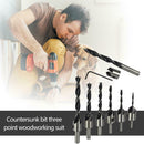 7pcs 3-point Wood Countersunk Head Drill Reaming Drill Bit Woodworking Tool