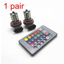 2pcs RGB H11 H8 H9 LED Bulbs Car Fog Light Driving Lamps Wireless Remote Control