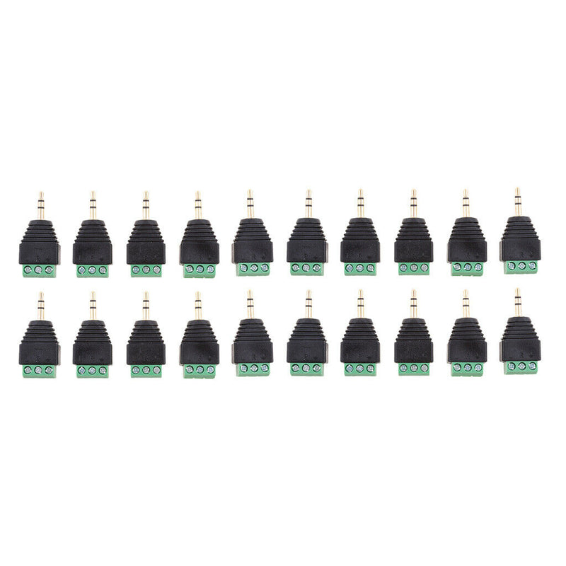 20x 3.5mm 1/8" Stereo Male Plug to AV 3-Screw Terminal Female Connector