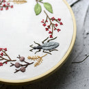 Floral Insect Embroidery Starter Kit Pre-printed Complete Cross Stitch Beginners