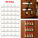 40 Clips Kitchen Cabinet Door Spice Gripper Strip Jar Rack Storage Holder