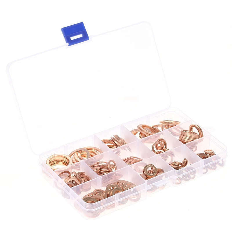 280 Pcs Assorted Copper Washer Gasket Set Flat Ring Seal Assortment Kit M5- G1M7