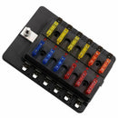 12 Way Spade Terminal Blade Fuse Box Holder with LED Light Kit for Car Boat K1O9
