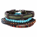 Man European Hot Retro Multilevel Cowhide Handmade Woven Bracelet A