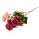 6-Heads Artificial Peony Silk Bridal Wedding Flowers Bouquets Decor Rose Red