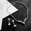 Women's Sparkling V Shaped Rhinestone Crystal Necklace Earring JewelrySetChaOZ