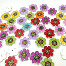 50Pc Cartoon Sunflower Wood Sewing Buttons for Card Making Scrapbooking 25mm