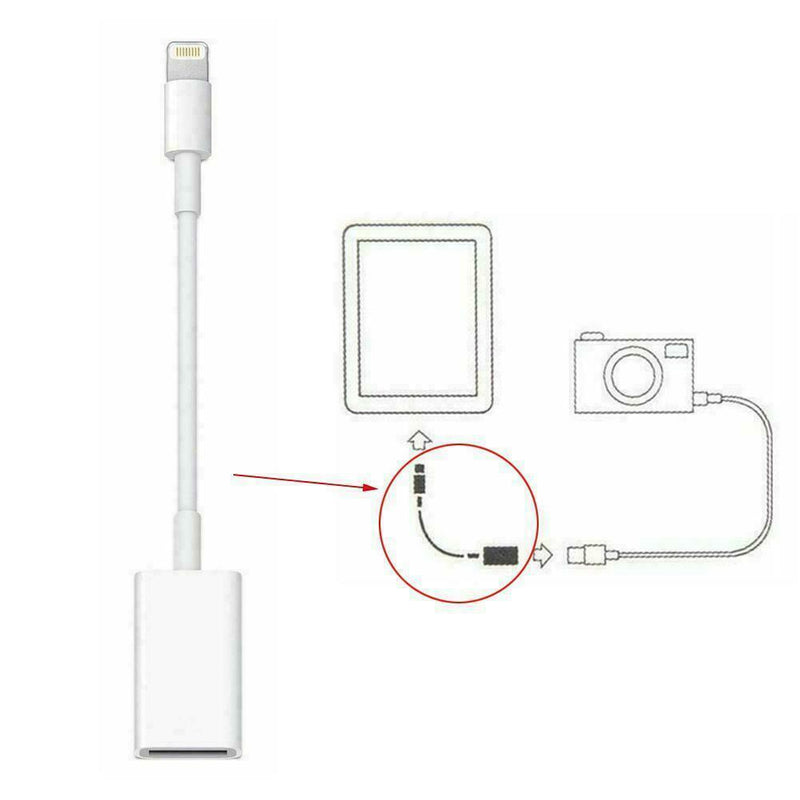 Lightning 8 Pin To USB Male to Female OTG Adapter Cable For iPad iPho A2K3