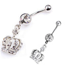 Crown Charm Rhinestone Body Piercing Jewelry Belly Button Ring Navel Jewelry  ES