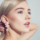 Women Long Petal Dangles Earrings Irregular Flower Pendant Ear Drop Jewelry Gift