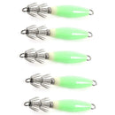 5x Noctilucent Squid Cuttlefish Sleeve Jig Fishing Lure Bait Head Hooks Fis