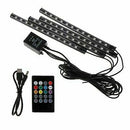 Car Foot Lamp Ambient Lights LED 7 Colors USB Wireless Remote Control Multi Mode