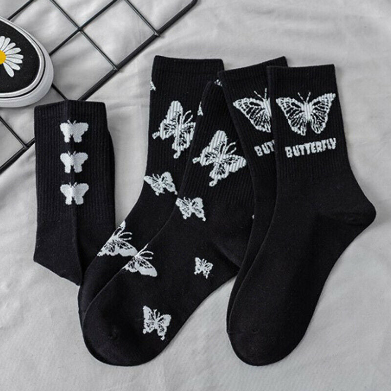 5 pairs Butterfly Socks Women Streetwear Socks Fashion Fashion Skateboard So.kz