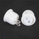 5X Mini Round White 2 Pins Terminals SPST ON-OFF Rocker Switch Snap-in  20mm  JR