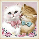 5D Diy Diamond Painting Cross Stitch Couple Cat Diamond Painting Round Rhin