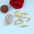 cactus wooden clips 10pcs message photo holder card paper pegs with rope M&O