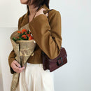 Retro Messenger Bag Women Leather Small Shoulder Handbag Purse (Wine Red) A