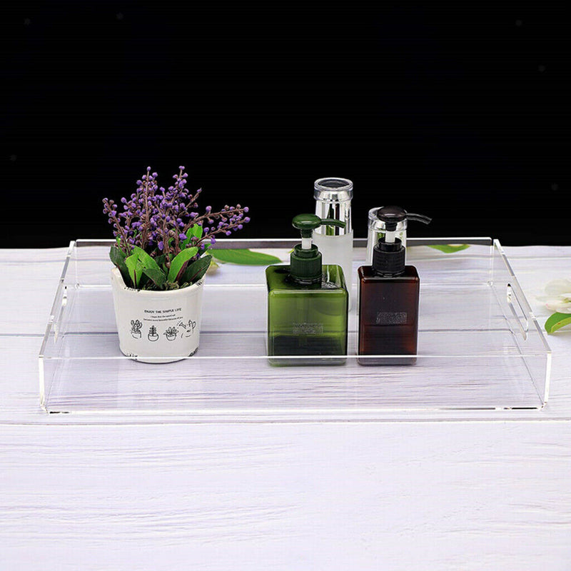 Food Service Tray Breafast Drinks Cake Trays Acrylic Makeup Organizer Clear