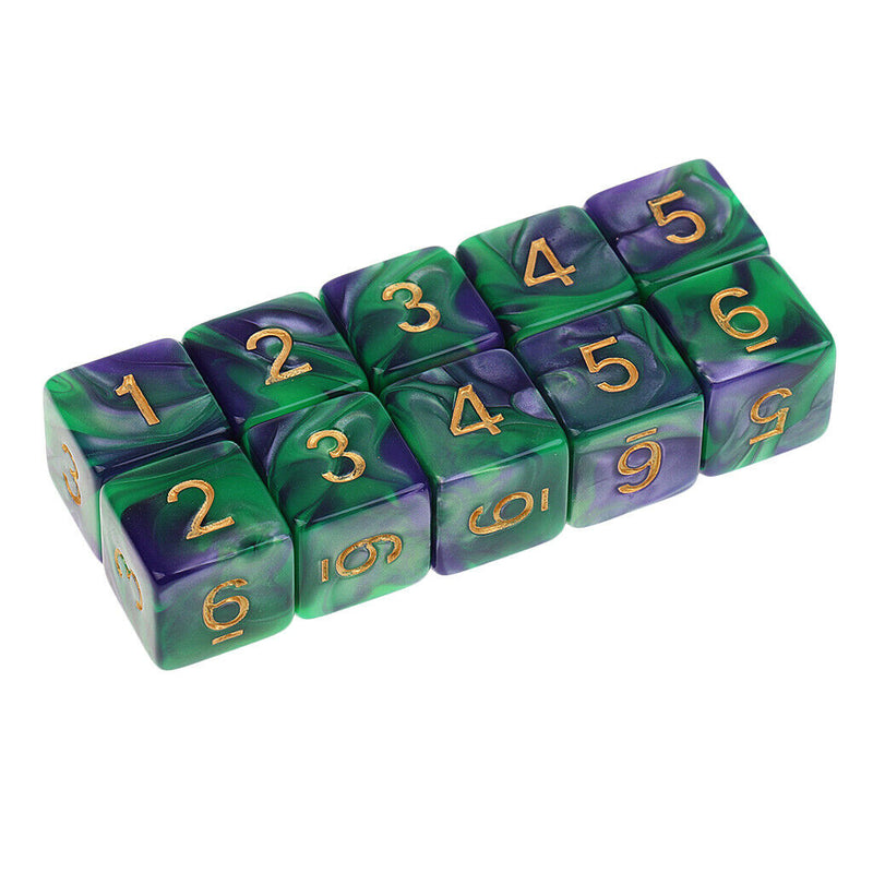 10pcs 6 Sided Dice D6 Polyhedral Dice for Dungeons and Dragons Table Games