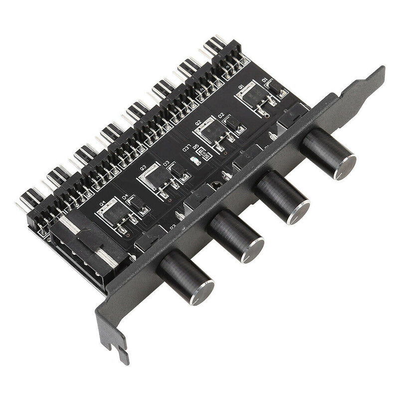 8 Channels PC Case Cooling Fan HUB 4 Knob Radiator Speed Controller (4 Pin)