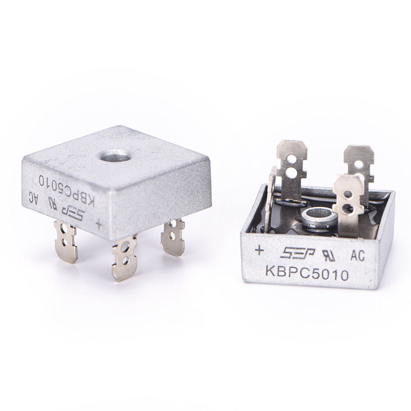 2PCS  KBPC5010 50A 1000V Metal Case Single Phases Diode Bridge Rectifier WGB Cy
