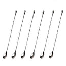 Bar Spoons Stainless Steel Set Of 6 Professional Cocktail Mixing Spoon Bar  O1P6