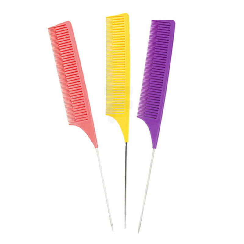3x Plastic Weave Highlighting Foiling Hair Comb Combs Brush Tool Pin Tail