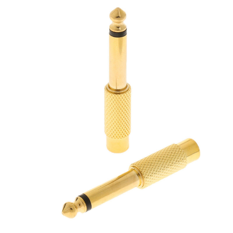 2Pcs 6.35mm 1/4" Mono Jack to RCA Plug Audio Adapter Converter Connector