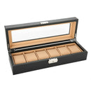 6 Compartment Pu Leather Watch Storage Box Rectangular Watch Display Cabine