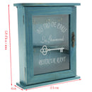 Decorative Key Rack Wooden Key Cabinet with 6 Hooks, 21x6x25cm-Blue