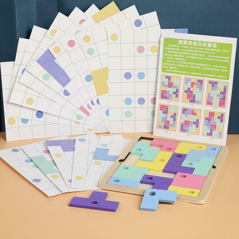 Kids Russian Box Wood Macaron Jigsaw Matching Desktop Game Infant Education Toys