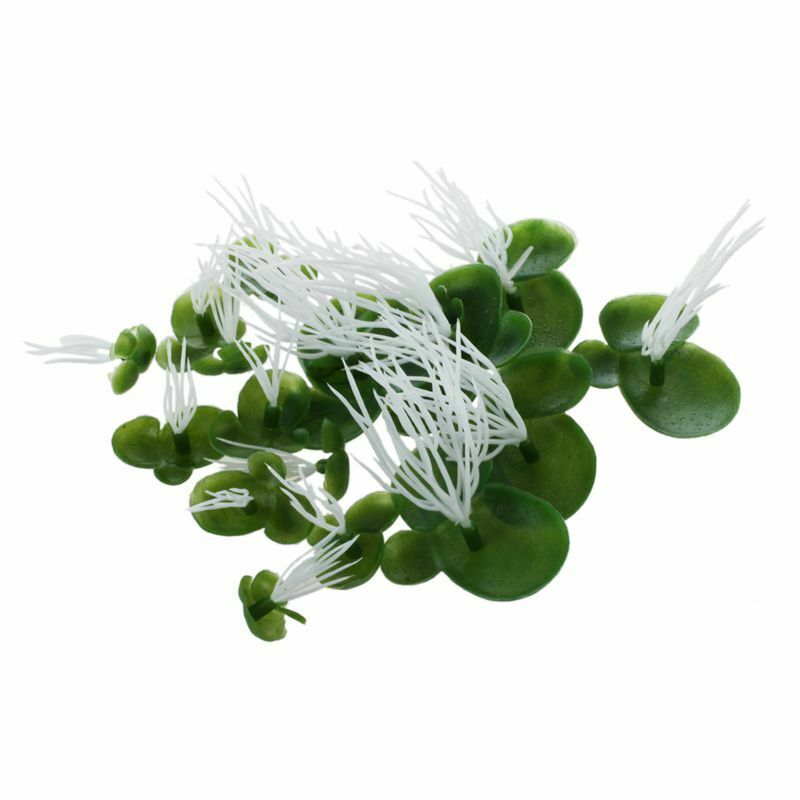 Aquarium Artificial Duckweed Floating Plastic Green White Plant B9K9