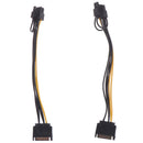 2pcs 15pin SATA Cable Male to 8pin(6+2) PCI-E Power Cable 20cm for Graphic Card&