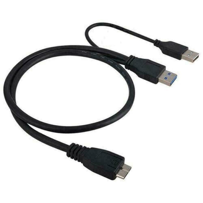 1.5FT Dual USB 3.0 A Male to Micro B Y Power Data Cable Hard Disk Mobile X2T3