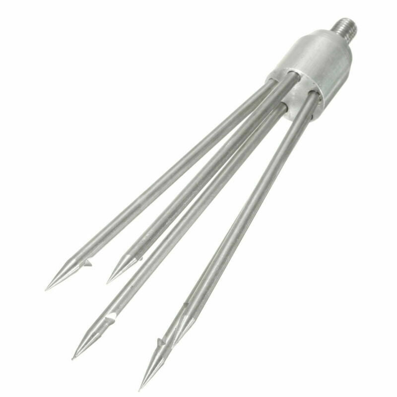 5-Prong Fishing Fish Frog Eel Salmon Barbed Stainless Spear Gig M8 Long Nut