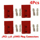 4pcs 50A 8AWG Plug Battery Quick Connector Electric Plug Winch Trailer Red Color