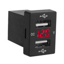 Dual USB Charger 2 Port 5V Fast Charging Power Adapter w/Voltmeter (Red)